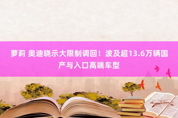 萝莉 奥迪晓示大限制调回！波及超13.6万辆国产与入口高端车型